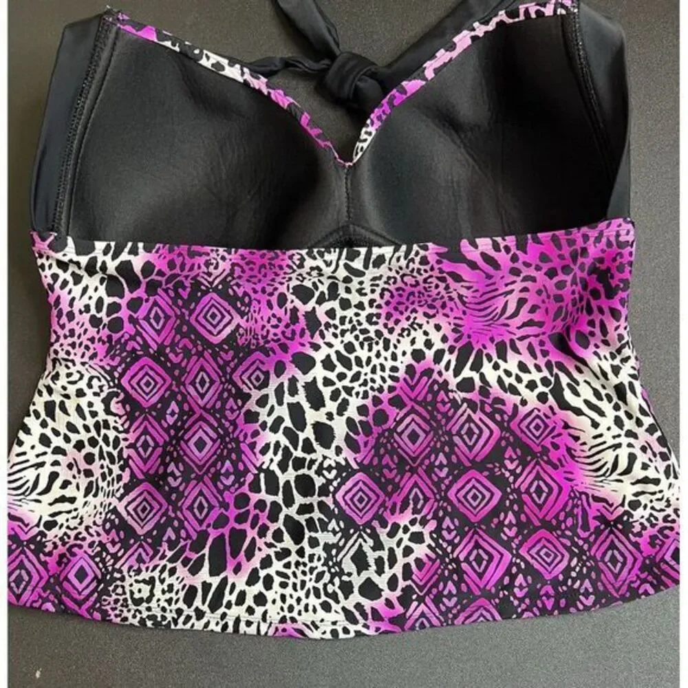 Catalina‎ Women's Size L (36/38 C/D) Tankini Halter Top Padded Pink Purple Black